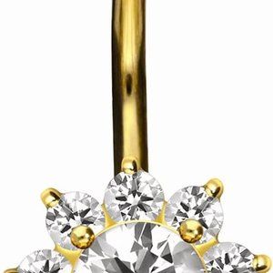 316L Surgical steel belly button ring with brass design FLOWER 14G Navel Ring Be